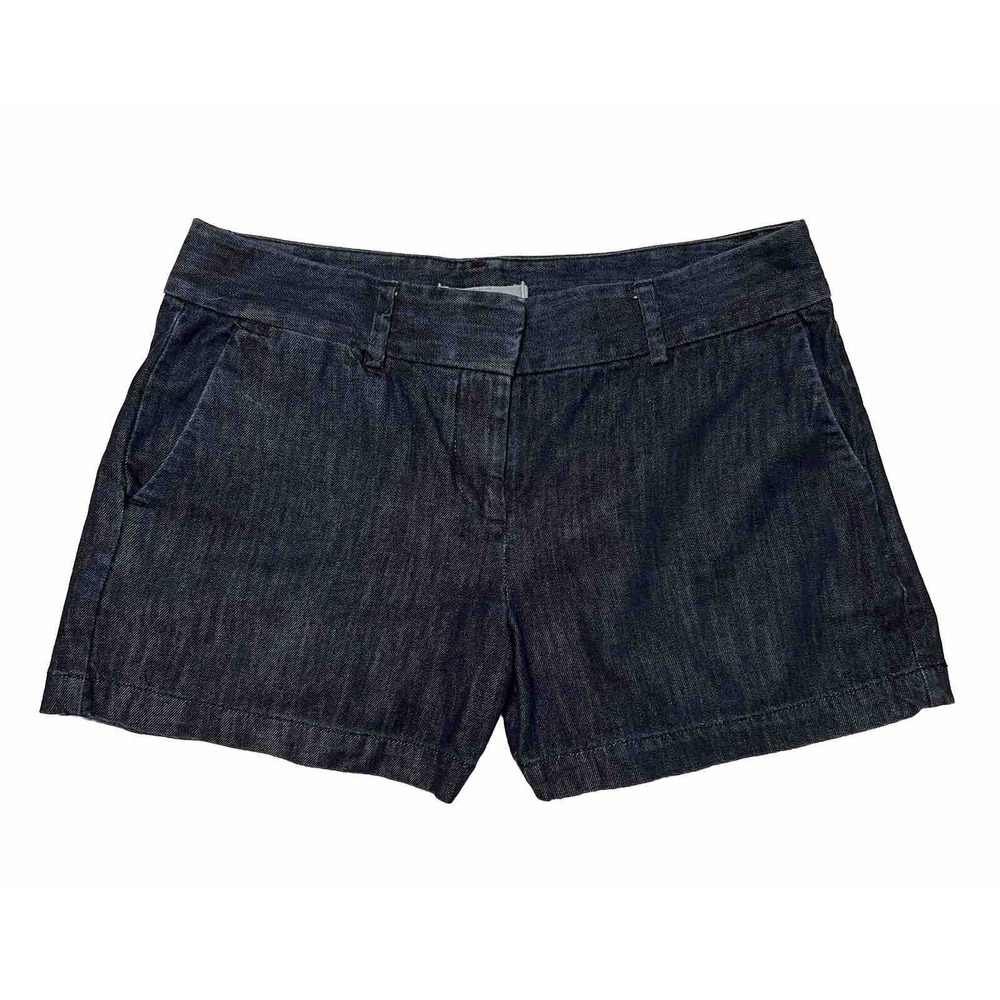 Loft Denim Shorts Womens 2 Dark Indigo Herringbone Chino Mid Rise Excellent